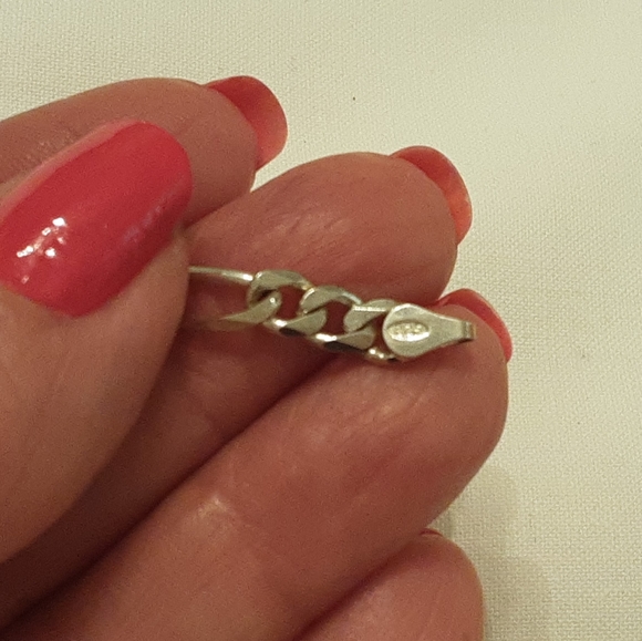 "LOT OF TWO" VTG. 925 ITALY STERLING SILVER BRACELETS, 5MM HERRINGBONE & FIGARO - Picture 10 of 16